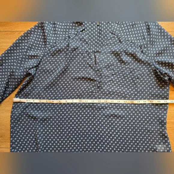 MAURICES Blue Polka Dot 3/4 Sleeve Popover Blouse Shirt Top XL - Picture 6 of 8